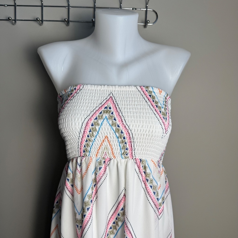 Old Navy Women's Strapless Chiffon Lightweight Boho Maxi Dress Size Small‎ Aztec - Picture 3 of 15
